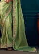 Light Green Woven Floral Embroidered Banarasi Classic Saree