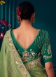 Light Green Woven Floral Embroidered Banarasi Classic Saree