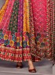 Multicolored Silk Anarkali Dress with Dupatta