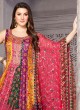 Multicolored Silk Anarkali Dress with Dupatta
