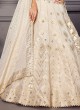 Designer Cream Silk A-Line Lehenga Choli