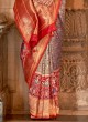 Teal Blue Weaving Banarasi Silk Contemporary Style Saree