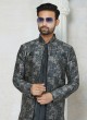 Jacket Style Indowestern In Grey Color