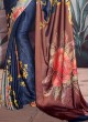 Exquisite Multi Color Floral Printed Satin Saree