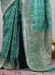 Green Shaded Banarasi Silk Saree With Weaving Motif