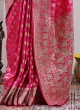 Deep Pink Saree In Pure Banarasi Silk