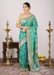 Green Shaded Banarasi Silk Saree With Unstitched Blouse