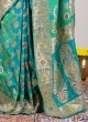 Green Shaded Banarasi Silk Saree With Unstitched Blouse