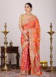 Pure Banarasi Silk Saree In Peach Shaded