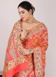 Pure Banarasi Silk Saree In Peach Shaded