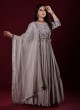 Grey Designer Long Anarkali Suit