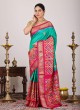 Green & Pink Pure Silk Patola Woven Saree