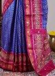 Blue & Rani Patola Woven Pure Silk Saree
