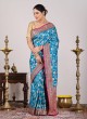 Teal Blue Banarasi Silk Saree For Festive Radiance