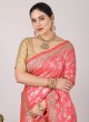 Gajari Pink Banarasi Silk Saree With Unstitched Blouse