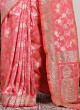 Gajari Pink Banarasi Silk Saree With Unstitched Blouse