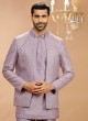 Exquisite Lavender Jacket Style Indowestern Set