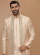 Light Peach Jacket Style Indowestern In Silk