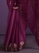 Crape Satin Fabric Ethnic Saree In Magenta Color