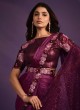 Crape Satin Fabric Ethnic Saree In Magenta Color