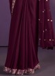 Wine Fancy Party Wear Saree With Embroidered Choli