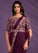 Wine Fancy Party Wear Saree With Embroidered Choli