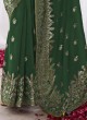Designer Green Embellished Kora Silk Saree