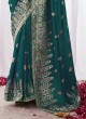 Peacock Green Designer Kora Silk Festive Wear Saree