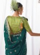 Peacock Green Designer Kora Silk Festive Wear Saree