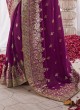 Traditional Purple Kora Silk Wedding Saree