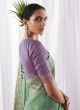 Designer Pista Green Kora Silk Classic Saree