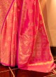 Gajari Pink Handloom Silk Designer Saree