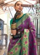 Pink & Green Woven Handloom Silk Contemporary Saree