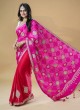 Elegant Pink & Red Pure Gajji Silk Saree