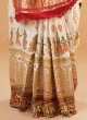 Traditional Off White And Red Pure Gajji Silk Bridal Gharchola Saree