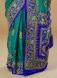 Gajji Silk Rama Green And Blue Gharchola Saree