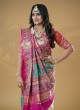 Off White And Pink Traditional Gharchola Saree In Gaji Silk
