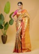 Elegant Golden & Rani Kanjivaram Silk Saree