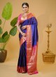 Blue And Pink Kanjivaram Silk Festive Saree