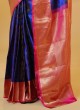 Blue And Pink Kanjivaram Silk Festive Saree