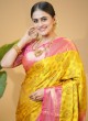 Mesmerizing Yellow And Pink Kanjivaram Silk Saree