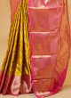 Mesmerizing Yellow And Pink Kanjivaram Silk Saree