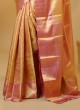 Golden Yellow And Pink Woven Kanjivaram Silk Contemporary Saree