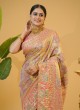 Golden And Gajri Pink Zardosi Embroidered Kanjivaram Silk Bridal Saree