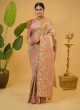 Golden And Gajri Pink Zardosi Embroidered Kanjivaram Silk Bridal Saree