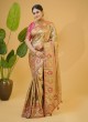 Stunning Golden And Maroon Kanjivaram Silk Contemporary Saree
