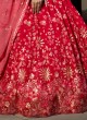 Shimmering Cherry Red Sequins Embellished Chiffon Lehenga Choli