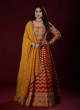 Festive Wear Sequins Anarkali Suit In Mustrad Yellow