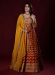 Festive Wear Sequins Anarkali Suit In Mustrad Yellow