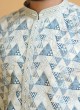 Blue and White Printed Readymade Kurta Pajama